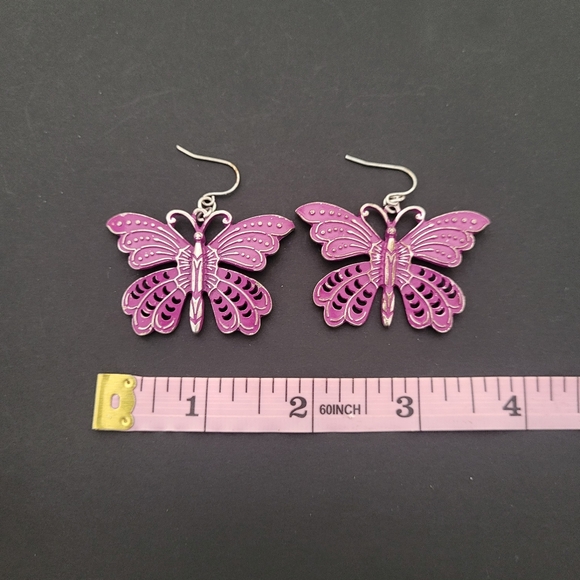 Lucky Brand Purple Butterfly Dangle Earrings Womens Fashion Jewelry Rare - Picture 7 of 10